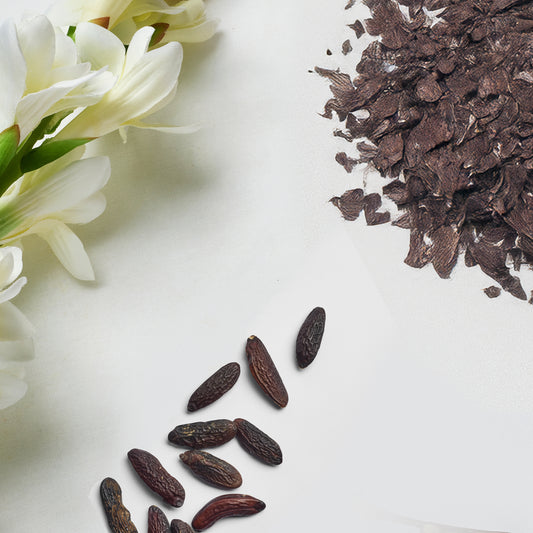 Amber scent flat lay