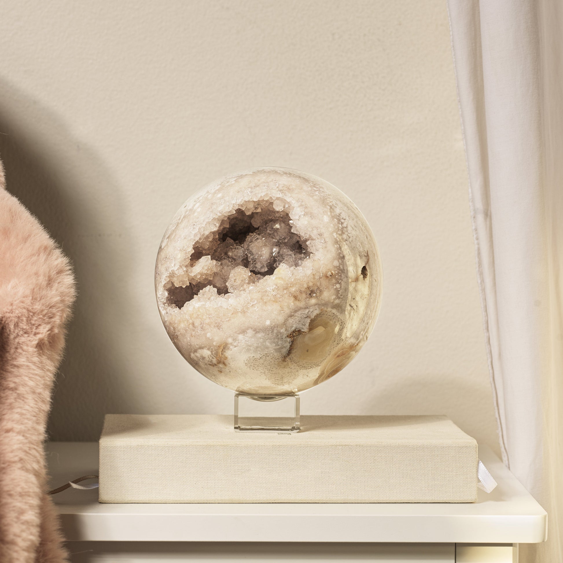 13cm Pink Amethyst Drusy Sphere Objet&nbsp;