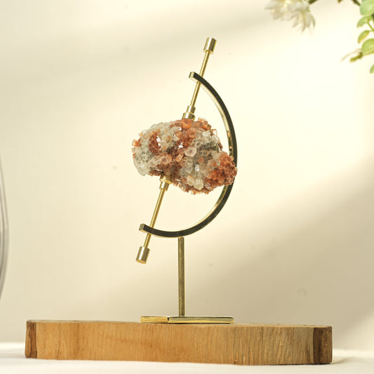 Aragonite Specimen Objet with Gold Coloured Caliper Stand