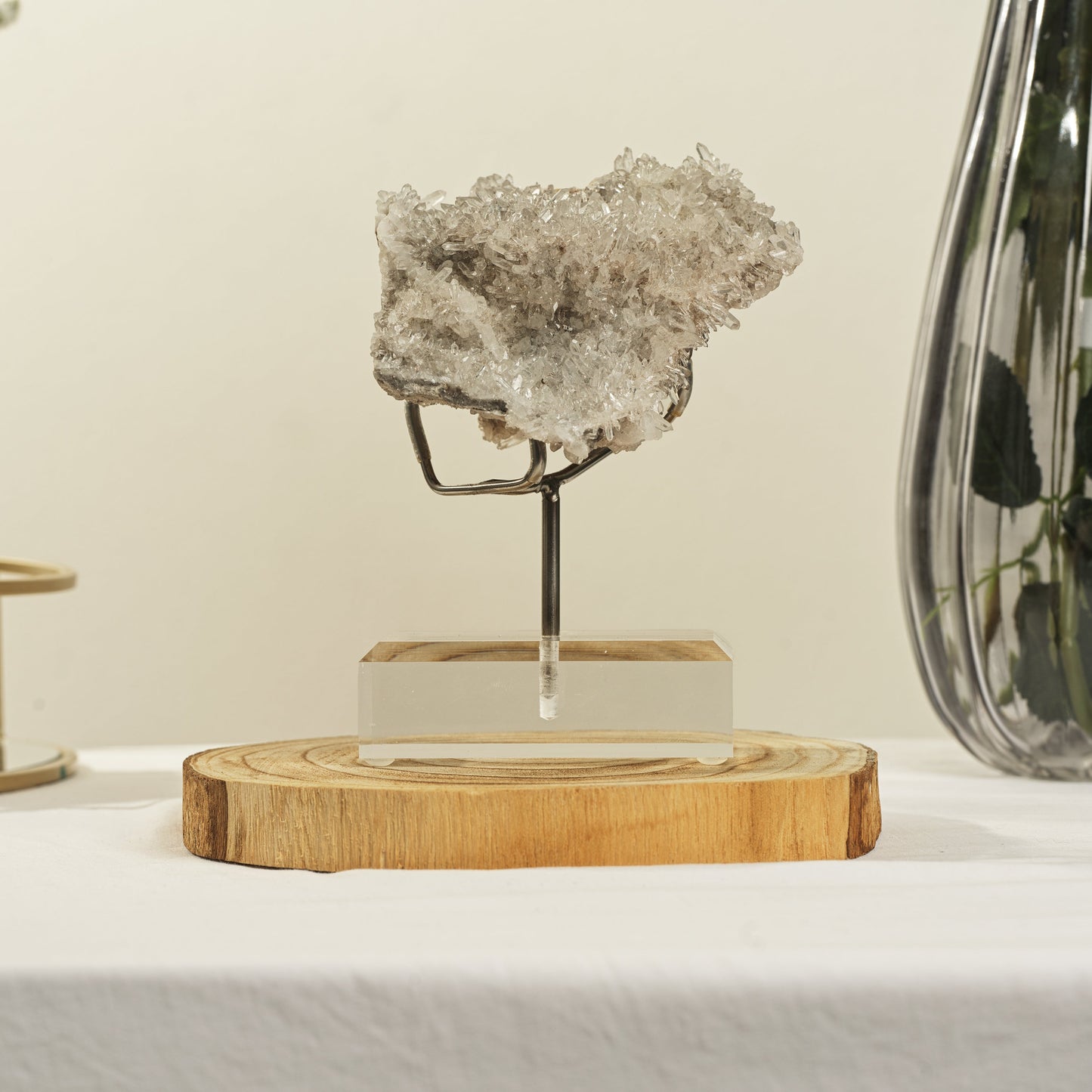 Genuine gemstone objet on a wooden stand